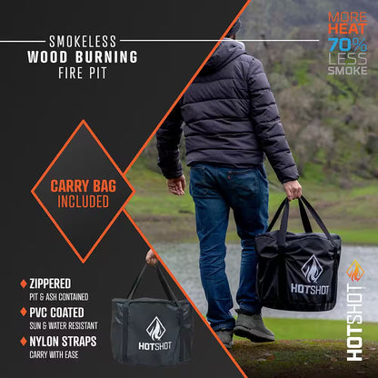 Traveler Portable Low Smoke 15 In. round Wood-Burning Fire Pit in Matterhorn Gray with Carry Bag