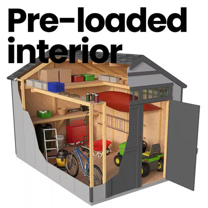DIY Majestic 8 Ft. X 12 Ft. Pre-Cut Wood Shed without Floor - Outdoor Storage Kit with Wrap around Loft (96 Sq. Ft.)