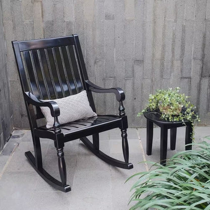 Bonn Oversized Black Wood Outdoor Rocking Chair