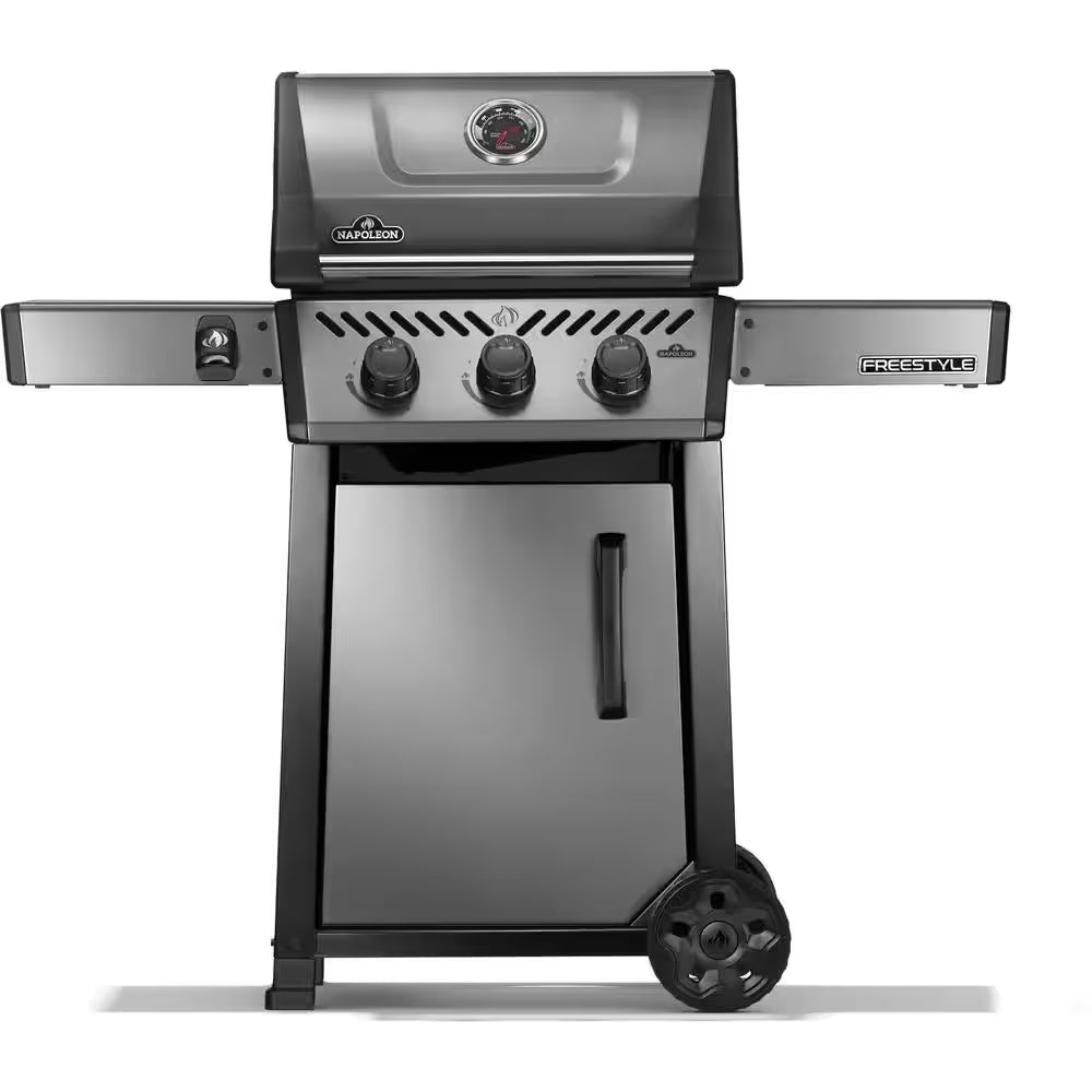 Freestyle 365 3-Burner Propane Gas Grill in Graphite Grey with Cast Iron Cooking Grids