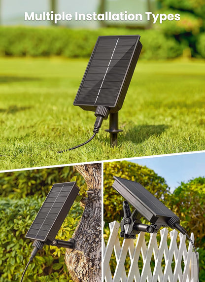 38FT 16LED Solar String Lights Outdoor with Remote & USB Port | Shatterproof Bulbs, Dimmable & Timable, 3 Modes, Solar Patio Lights with a Mount Clip for Camping Backyard Garden Decor