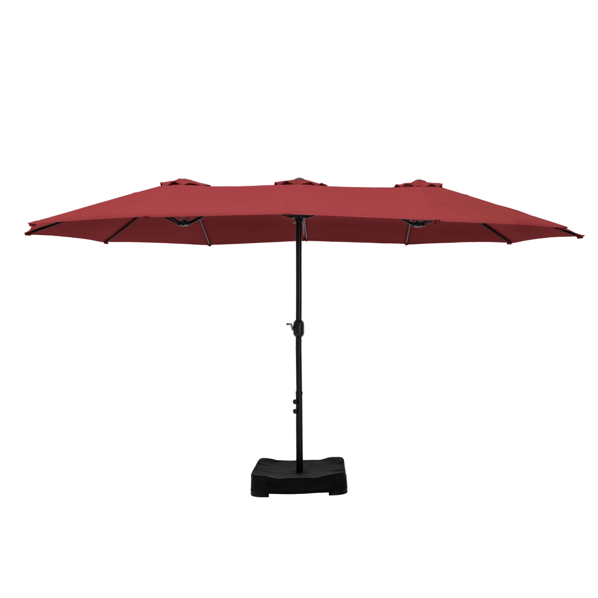15 Ft Large Patio Umbrella with Base (Included) Double-Sided Rectangular Outdoor Deck Umbrella for outside - Burgundy