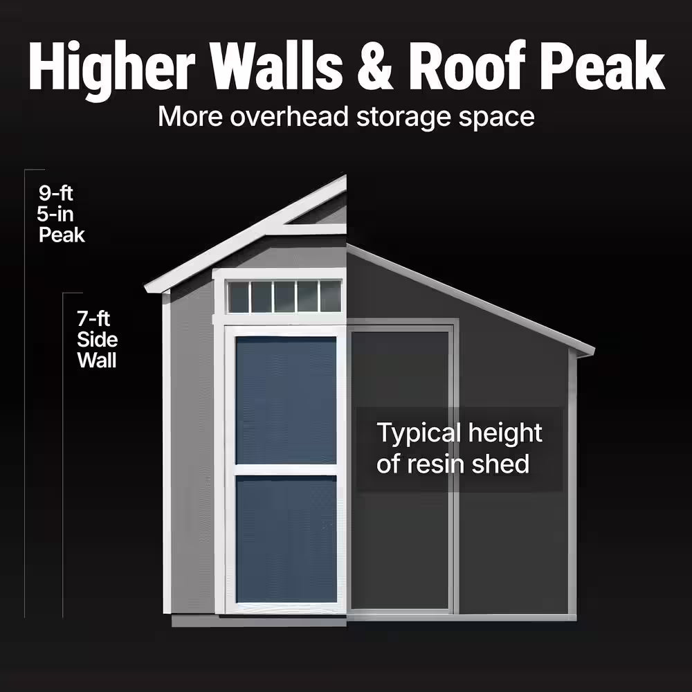 DIY Majestic 8 Ft. X 12 Ft. Pre-Cut Wood Shed without Floor - Outdoor Storage Kit with Wrap around Loft (96 Sq. Ft.)