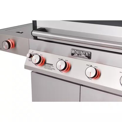 Denali 4-Burner Propane Gas Grill in Stainless with Clearview Lid, 3-Phase LED Controls and Side Burner