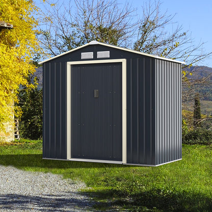 Metal Storage Shed for Garden and Tools W/Sliding Double Lockable Doors