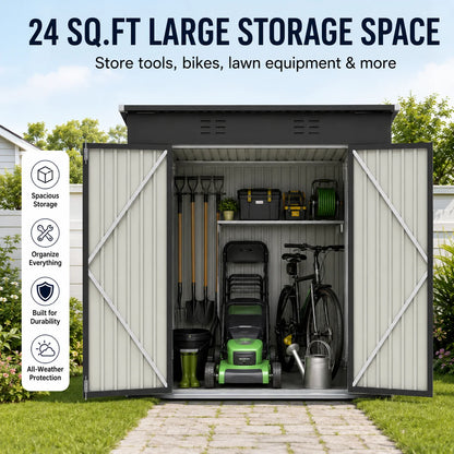 6X4Ft Storage Shed, Metal Garden Tool Sheds & Outdoor Storage Clearance for Patio Backyard, Weatherproof and Lockable Outdoor Storage, Black