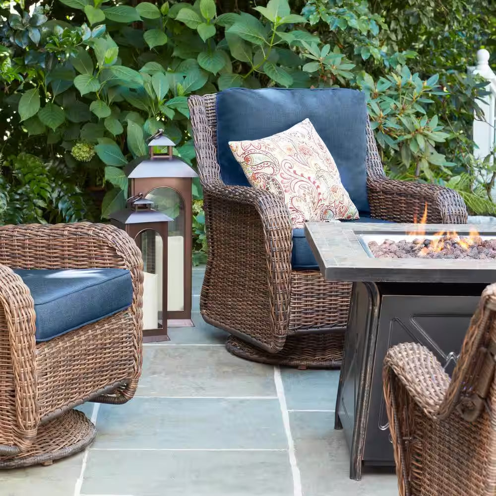 Crossridge 30.00 In. W 50000 BTU Coating Steel Propane Outdoor Fire Pit Table with Lava Rocks and Screen