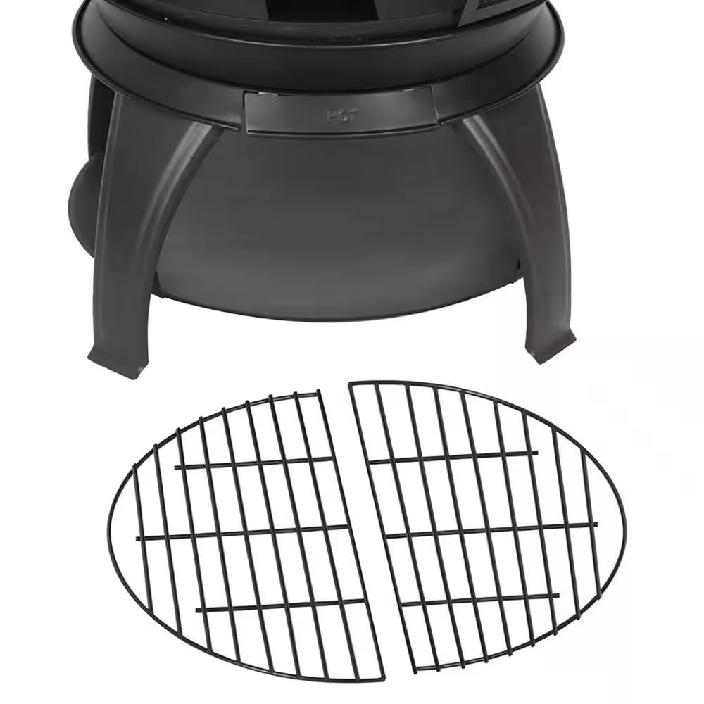 45 In. Outdoor Fireplace Wooden Black Fire Pit, Chimenea