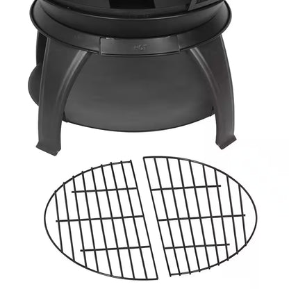 45 In. Outdoor Fireplace Wooden Black Fire Pit, Chimenea