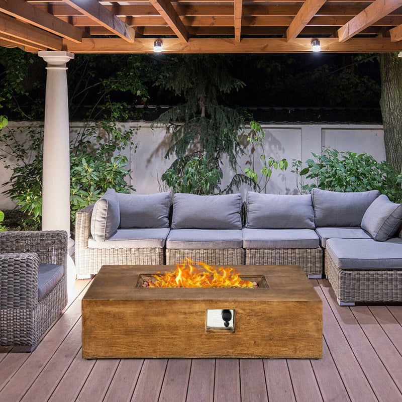48 X 27 Inch Outdoor Gas Fire Pit Table 50,000 BTU with Lava Rocks and Cover