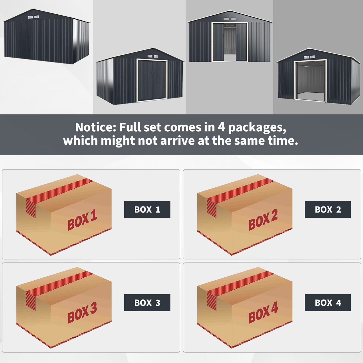 Metal Storage Shed for Garden and Tools W/Sliding Double Lockable Doors