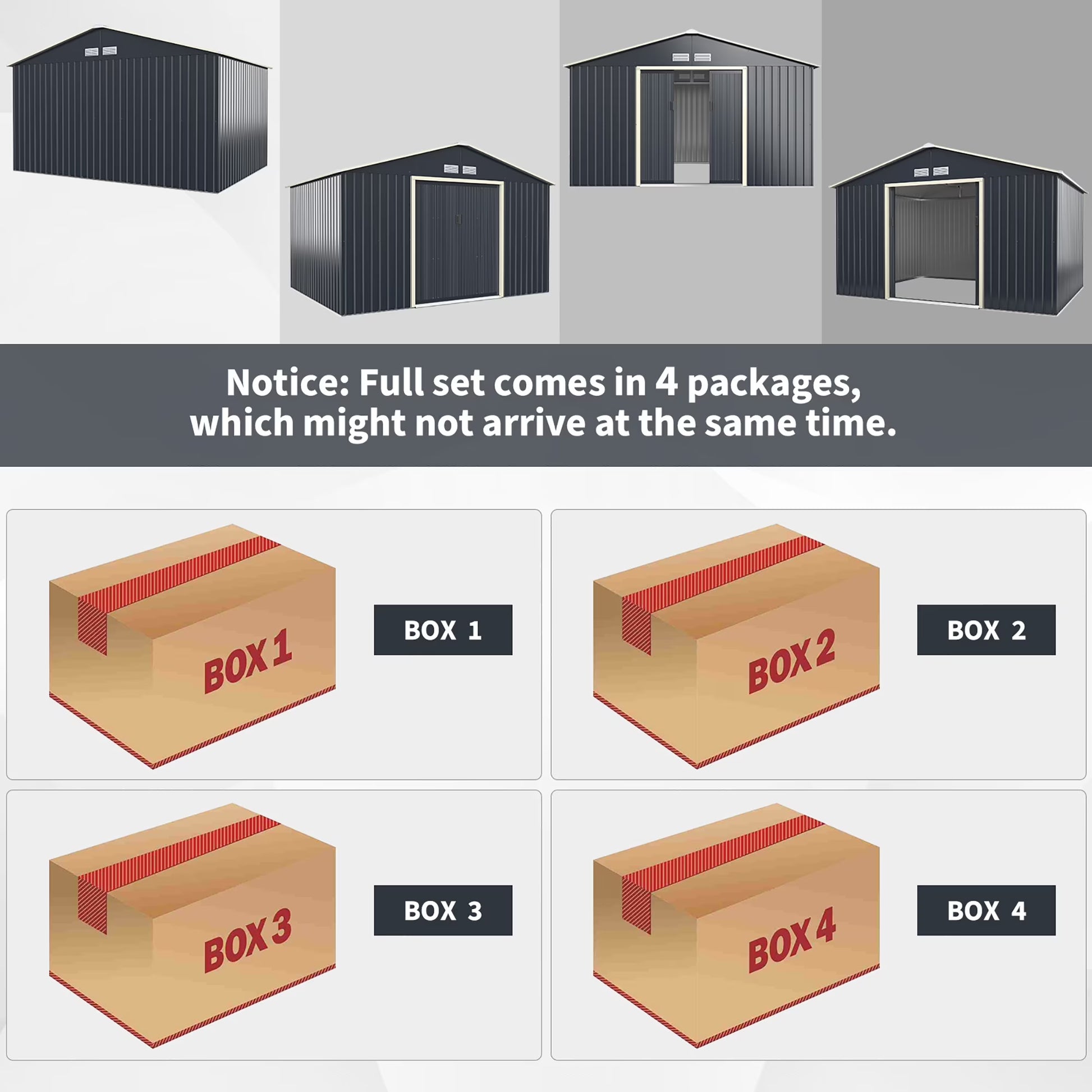 Metal Storage Shed for Garden and Tools W/Sliding Double Lockable Doors