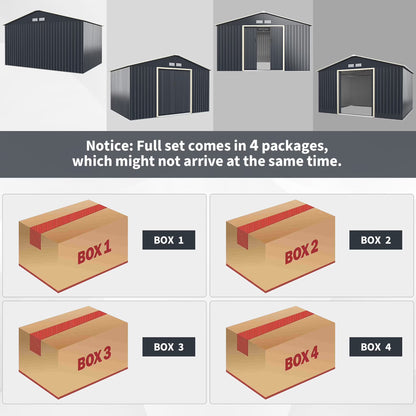 Metal Storage Shed for Garden and Tools W/Sliding Double Lockable Doors