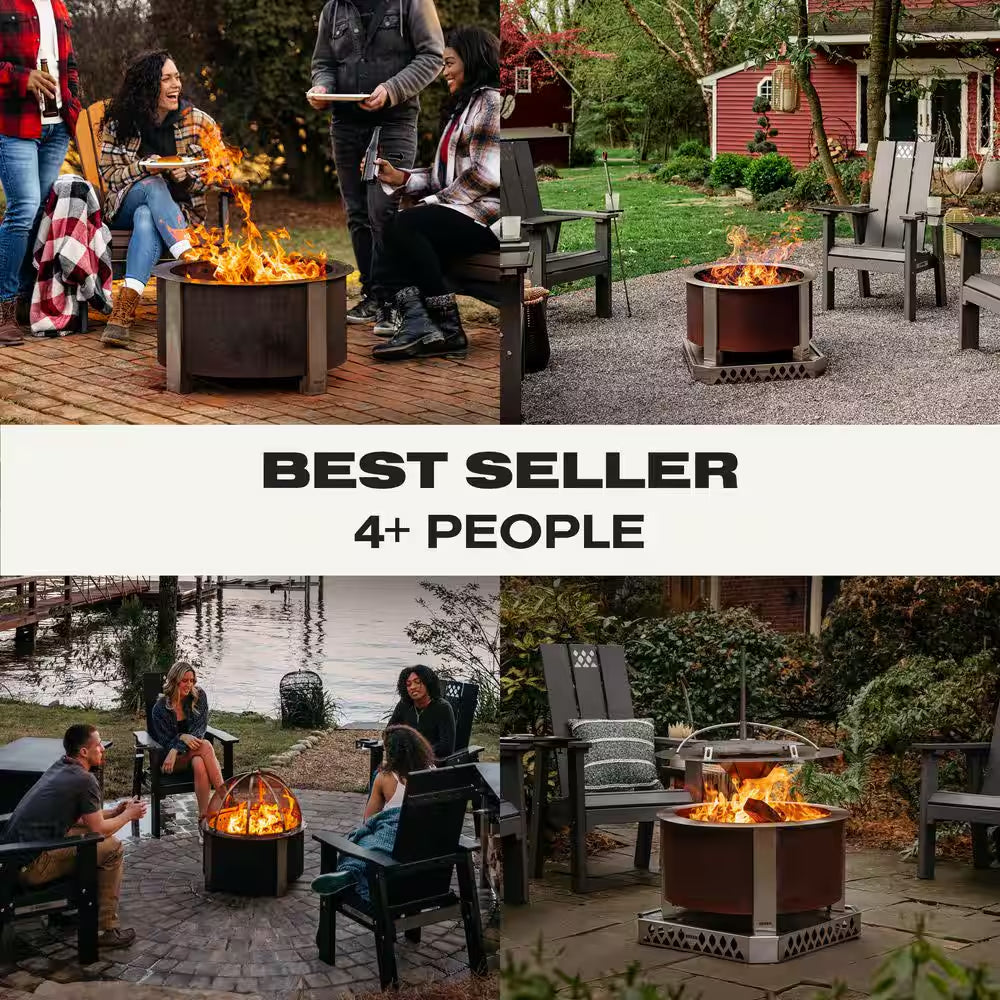 X-Series 24-Smokeless Fire Pit - Heavy-Gauge Steel Material - Compatible with Cooking and Grilling - Corten Steel
