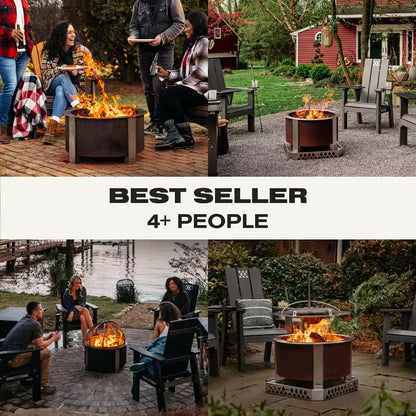 X-Series 24-Smokeless Fire Pit - Heavy-Gauge Steel Material - Compatible with Cooking and Grilling - Corten Steel