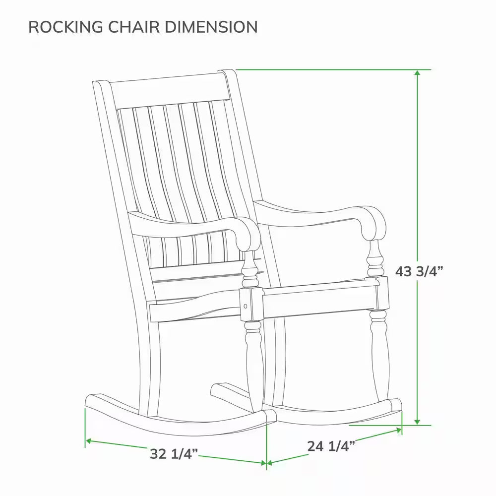 Bonn Oversized Black Wood Outdoor Rocking Chair