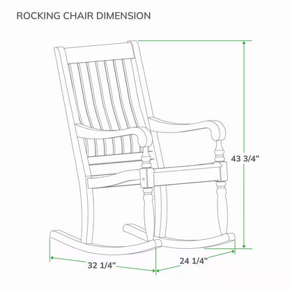 Bonn Oversized Black Wood Outdoor Rocking Chair