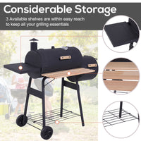 BBQ Grill Outsunny 48" Steel Portable Backyard Charcoal BBQ Grill and Offset Smoker Combo with Wheels,Portable Grill