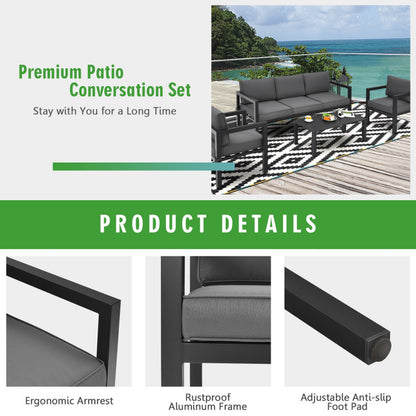 4 Pieces Outdoor Furniture Set for Backyard and Poolside