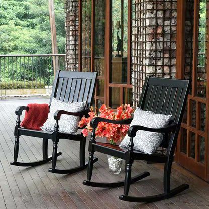 Bonn Oversized Black Wood Outdoor Rocking Chair