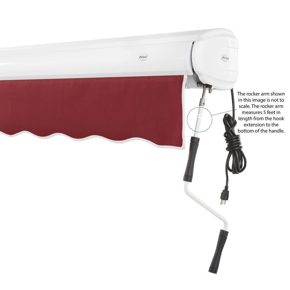 18 Ft. Key West Right Motorized Retractable Awning 216 In. W X 9.38 In. H X 120 In. D Acrylic Fabric in Burgundy