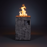 Outdoor Propane Fire Pit Built for Patios, 30000 BTU Column Design, Wood-Look Surface, Electronic Ignition